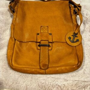Very soft leather camel colored shoulder purse or crossbody